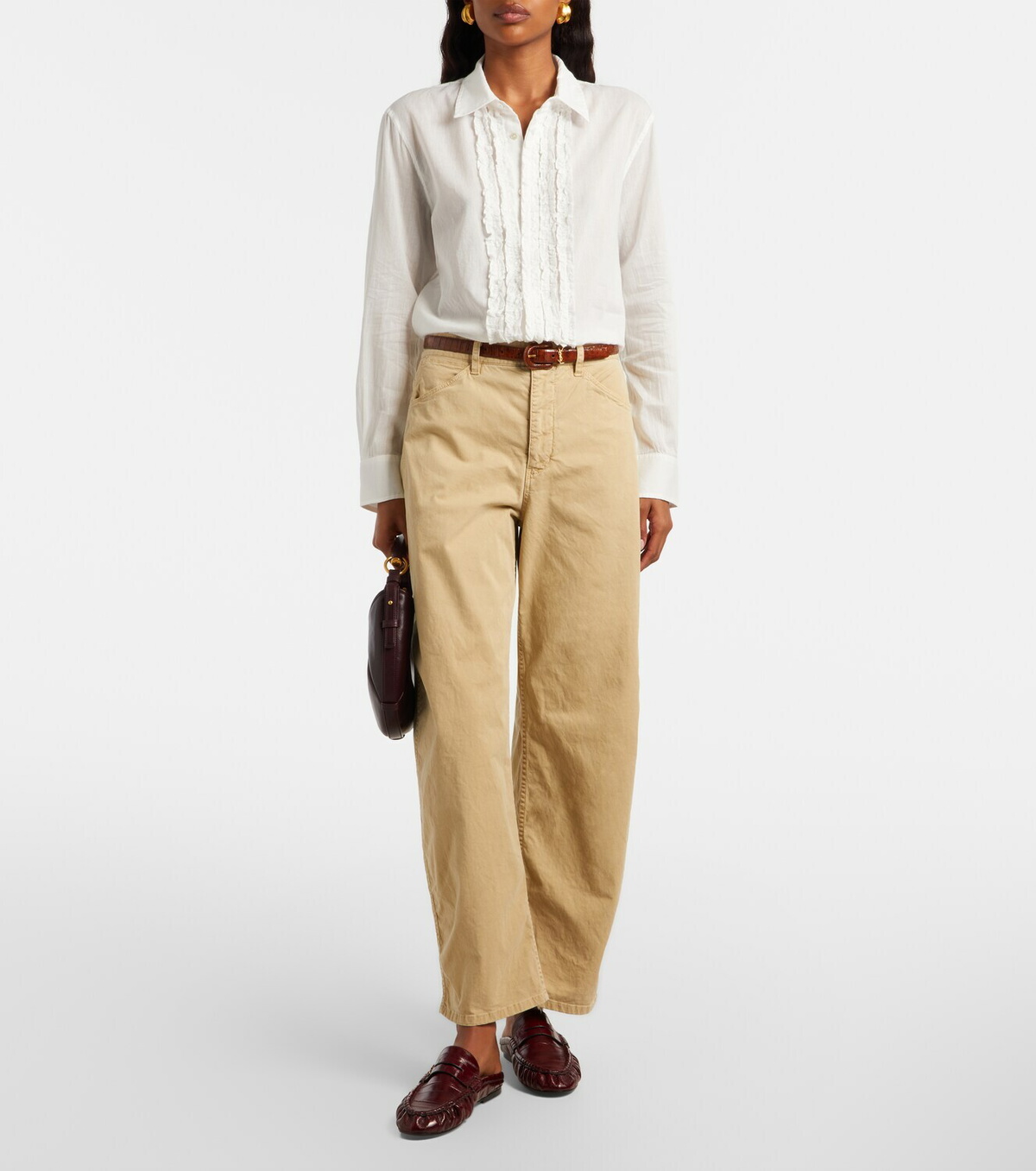 Nili Lotan Tribeca cotton twill barrel-leg pants