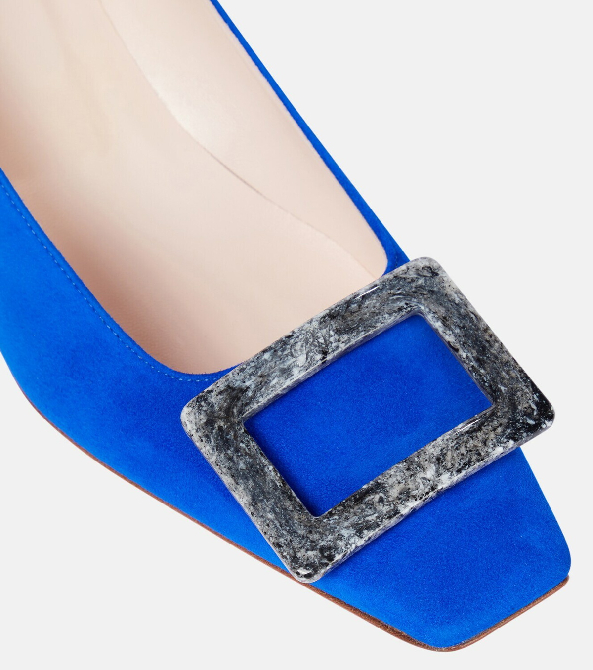 BELLE VIVIER PUMPS IN TAUPE SUEDE TORTOISESHELL BUCKLE