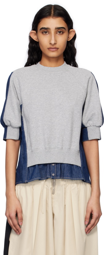 Photo: 3.1 Phillip Lim Gray & Navy French Terry Denim Combo Sweatshirt
