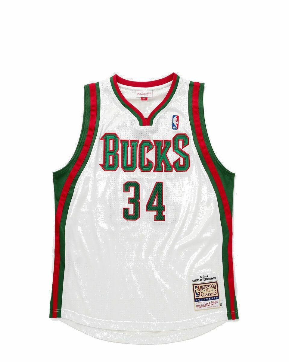 Photo: Mitchell & Ness Nba Authentic Jersey Bucks Home 2013 14 Giannis Antetokounmpo #34 Green/White - Mens - Jerseys