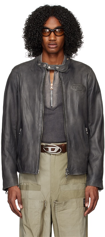 Photo: Diesel Black L-Metal-Treat Leather Jacket