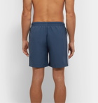adidas Originals - Mid-Length Striped Logo-Print Swim Shorts - Blue