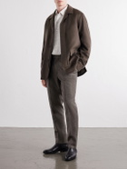 Zegna - Tapered Herringbone Wool and Cashmere-Blend Trousers - Brown