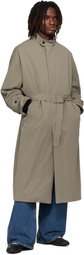 YOKE Beige Stand Collar Over Coat
