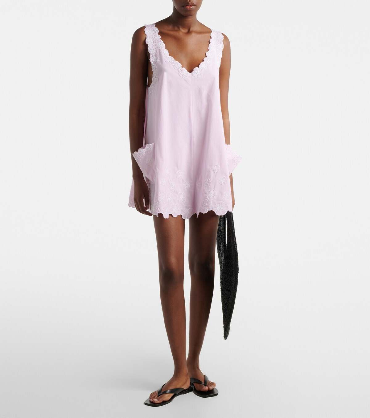 Juliet Dunn Embroidered cotton poplin minidress