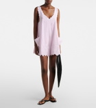 Juliet Dunn Embroidered cotton poplin minidress