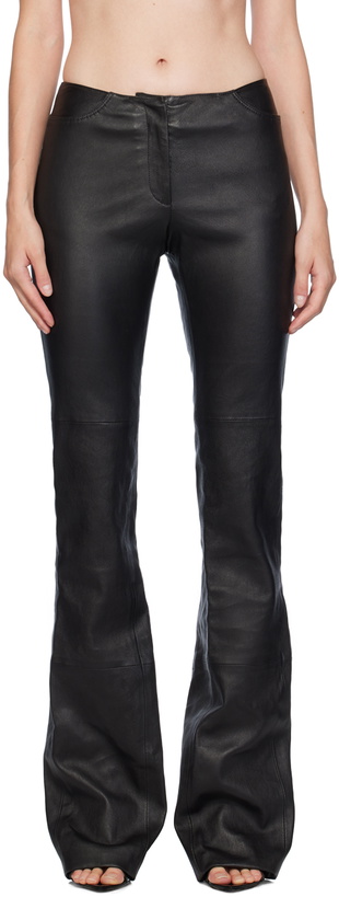 Photo: GCDS Black Multi Zip Skinny Leather Pants