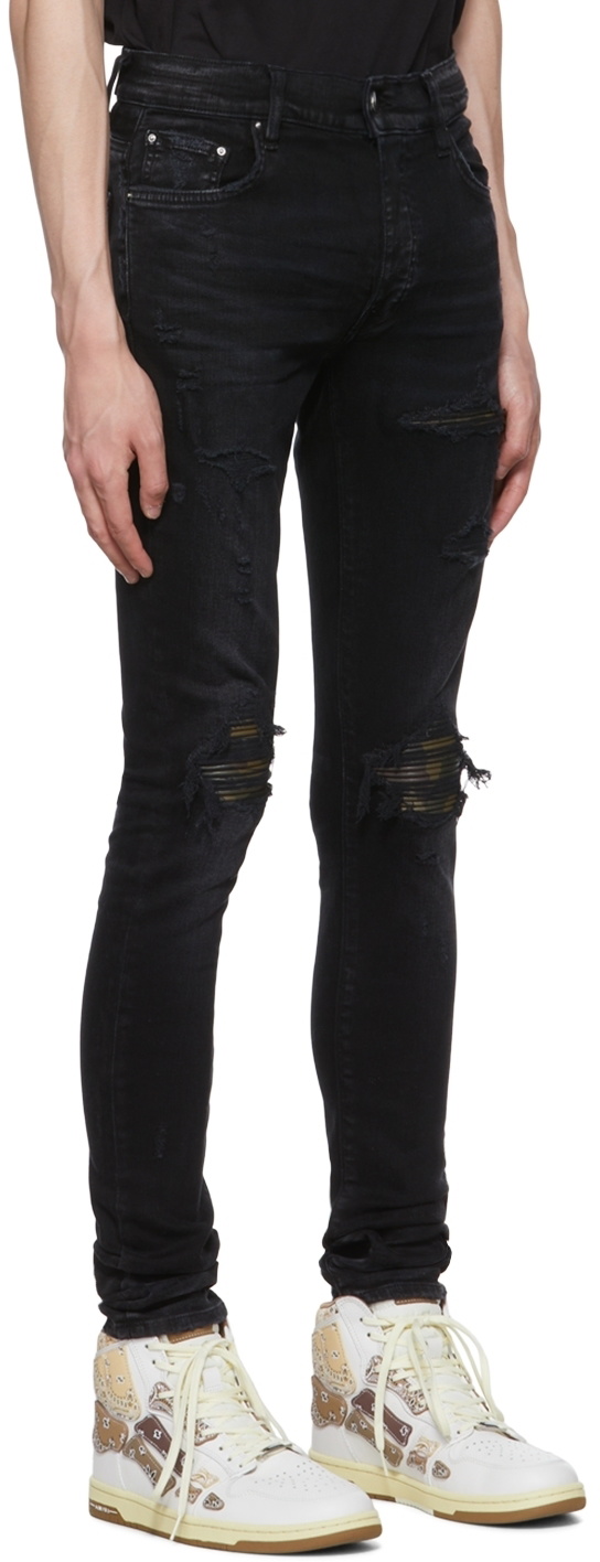 AMIRI Black MX1 Leather Camo Jeans Amiri