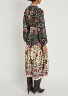 Farm Rio Marvelous Garden Floral-print Satin Midi Dress Black