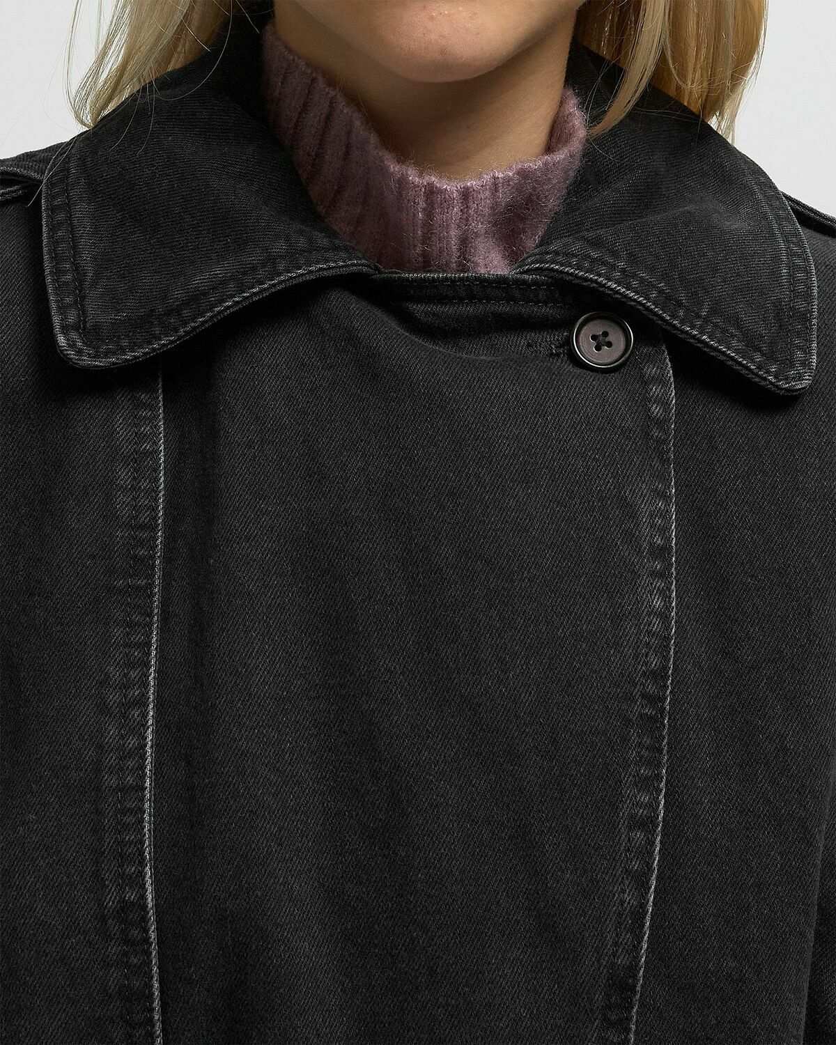 ROTATE Birger Christensen DENIM BIKER JACKET Black Womens Windbreaker