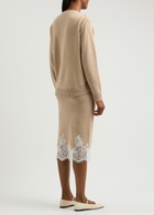 3.1 Phillip Lim Lace-trimmed Wool-blend Midi Dress Beige