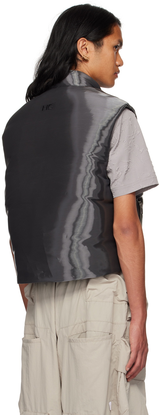 HELIOT EMIL Gray Liquid Metal Down Vest Heliot Emil