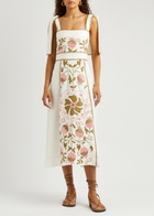 Lug Von Siga Ornella Uzbek Embroidered Linen Midi Dress Multicoloured