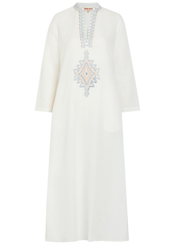 Photo: Emporio Sirenuse Jenna Embroidered Linen-blend Midi Kaftan Dress White