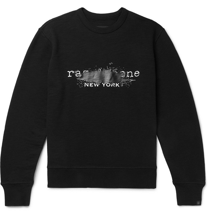 Photo: rag & bone - Logo-Print Mélange Loopback Cotton-Jersey Sweatshirt - Black