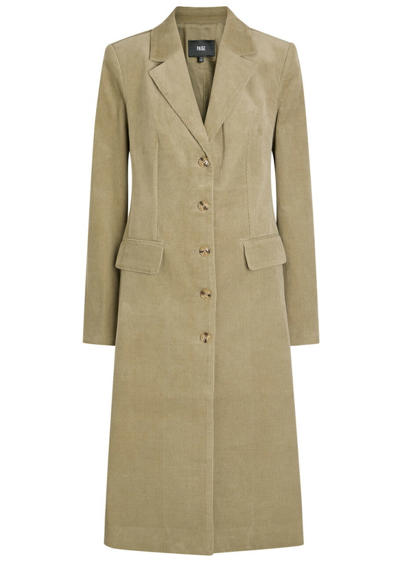 Photo: Paige Trexi Corduroy Coat Olive