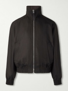 TOM FORD - Leather-Trimmed Wool and Silk-Blend Jacket - Brown