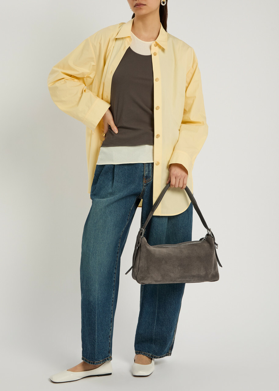 Lemaire Belted Baguette Suede Shoulder bag - Brown - One Size