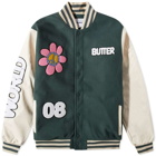 Butter Goods Men's World Peace Varsity Jacket in Forest Green