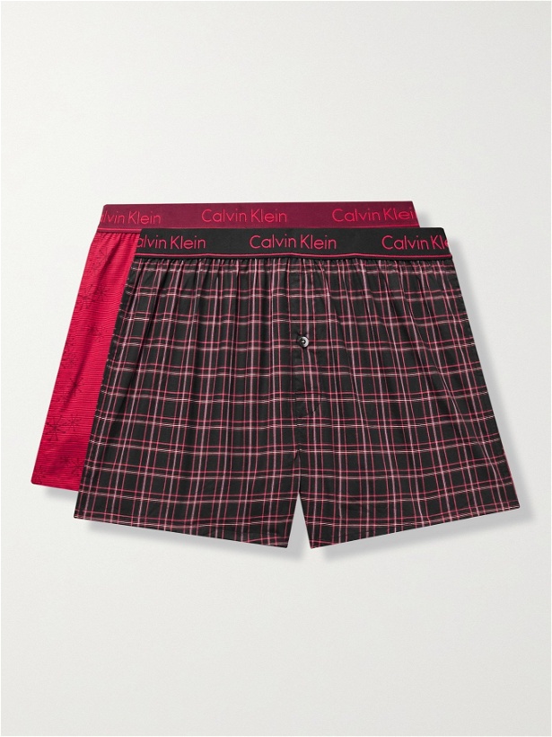 Photo: CALVIN KLEIN UNDERWEAR - Two-Pack Printed Cotton Boxer Shorts - Red