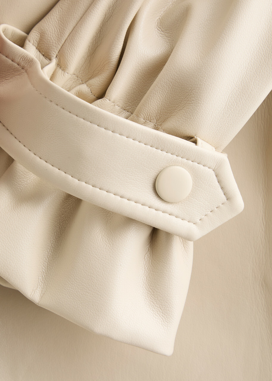 Alice + Olivia Sullivan Belted Faux Leather Trench Coat Cream