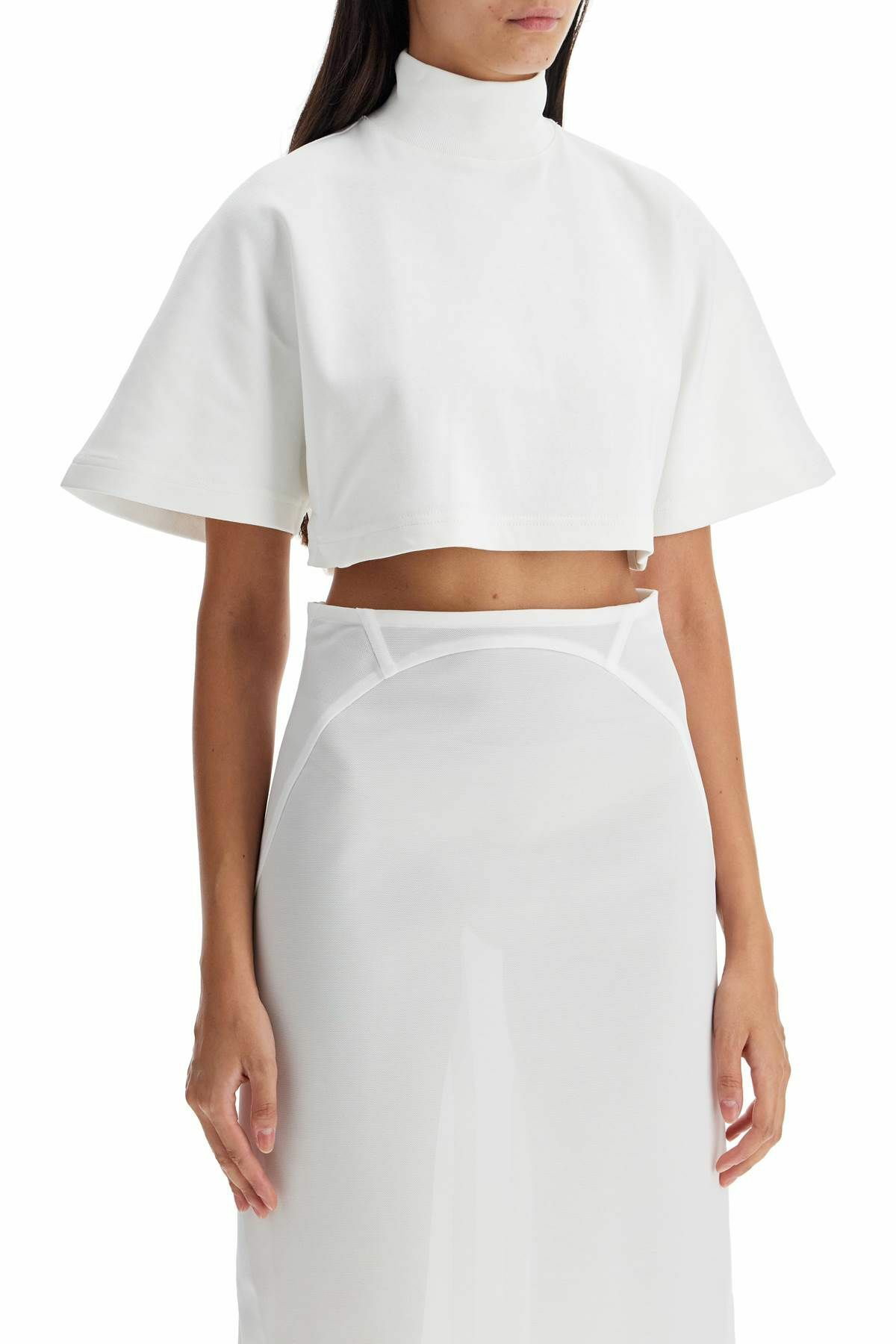 ALAIA high-neck jersey crop top White ALAÏA