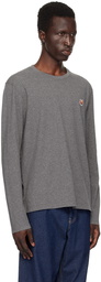 Maison Kitsuné Gray Fox Head Long Sleeve T-Shirt