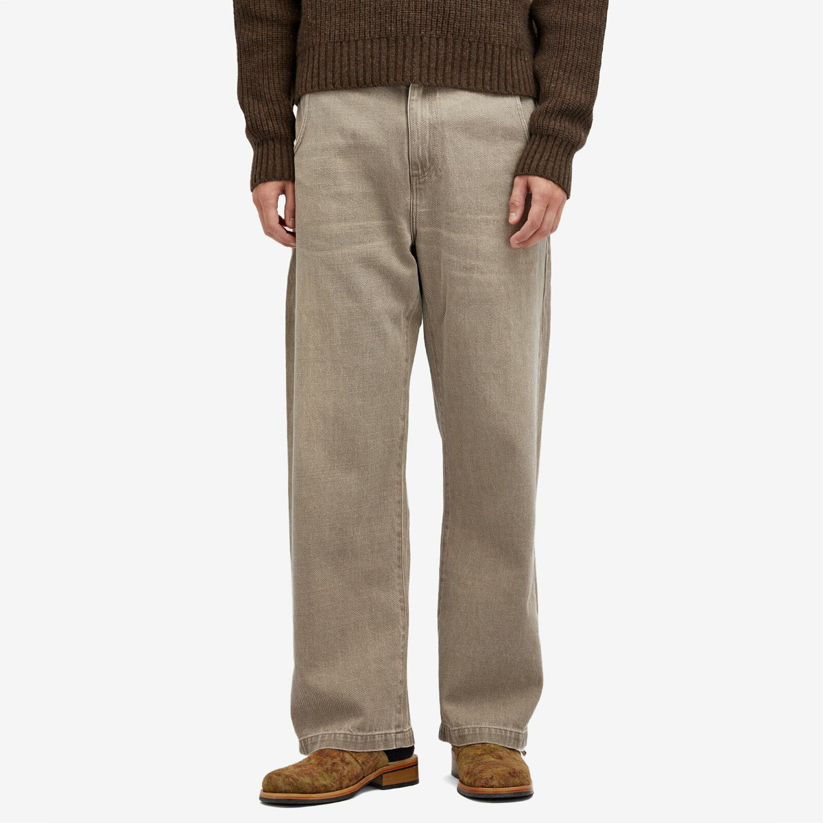 mfpen Men's Straight Cut Rivet Jeans in Washed Brown mfpen