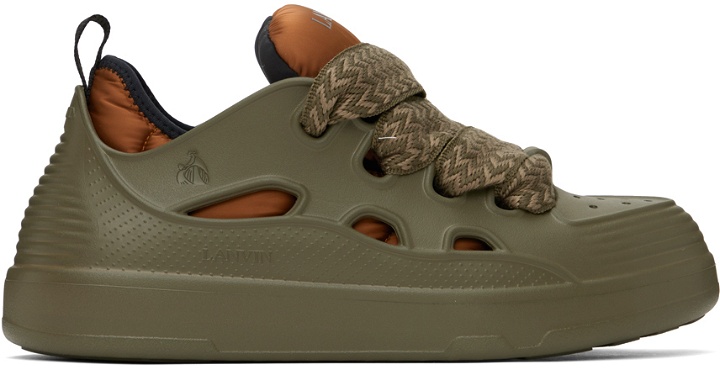 Photo: Lanvin Green & Taupe Curb Color-Block Rubber Sneakers