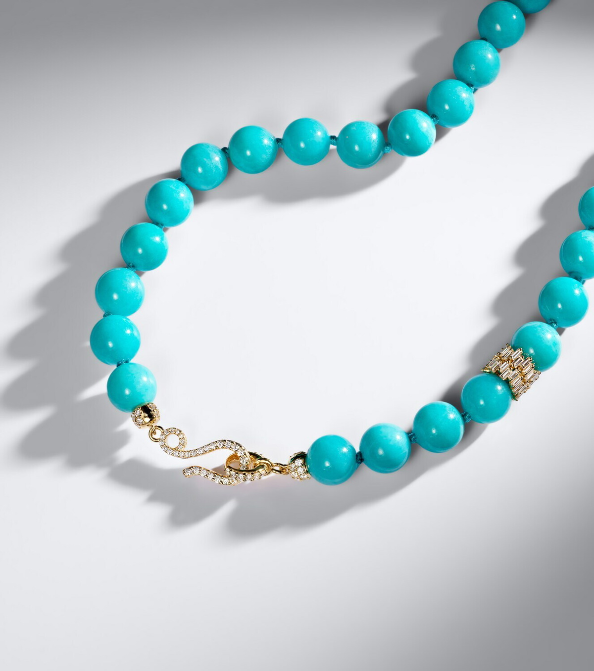 Suzanne Kalan 18kt gold necklace with amazonites and diamonds