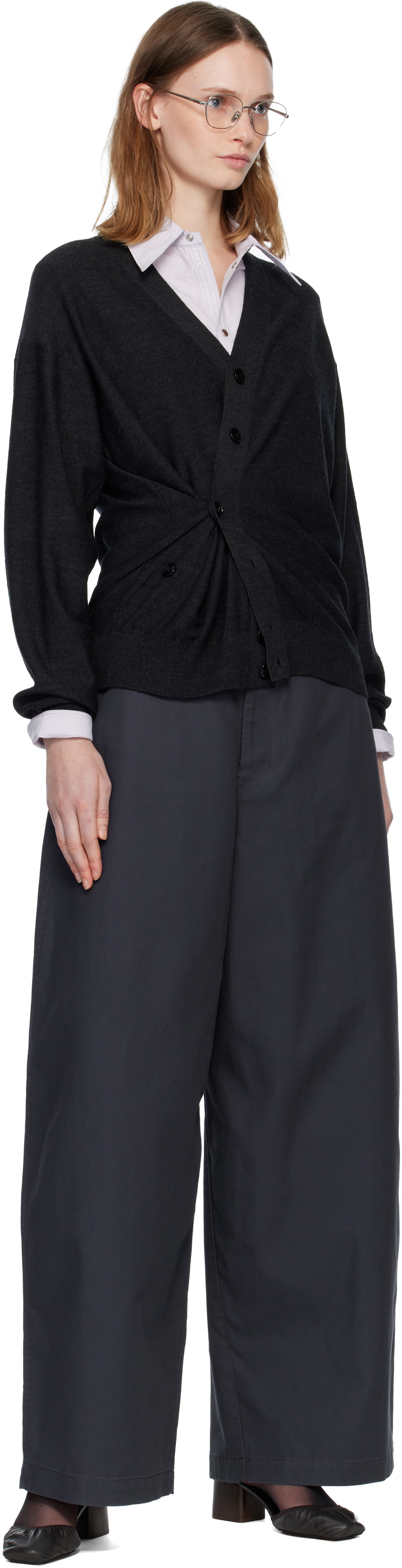 LEMAIRE Gray Relaxed Twisted Cardigan