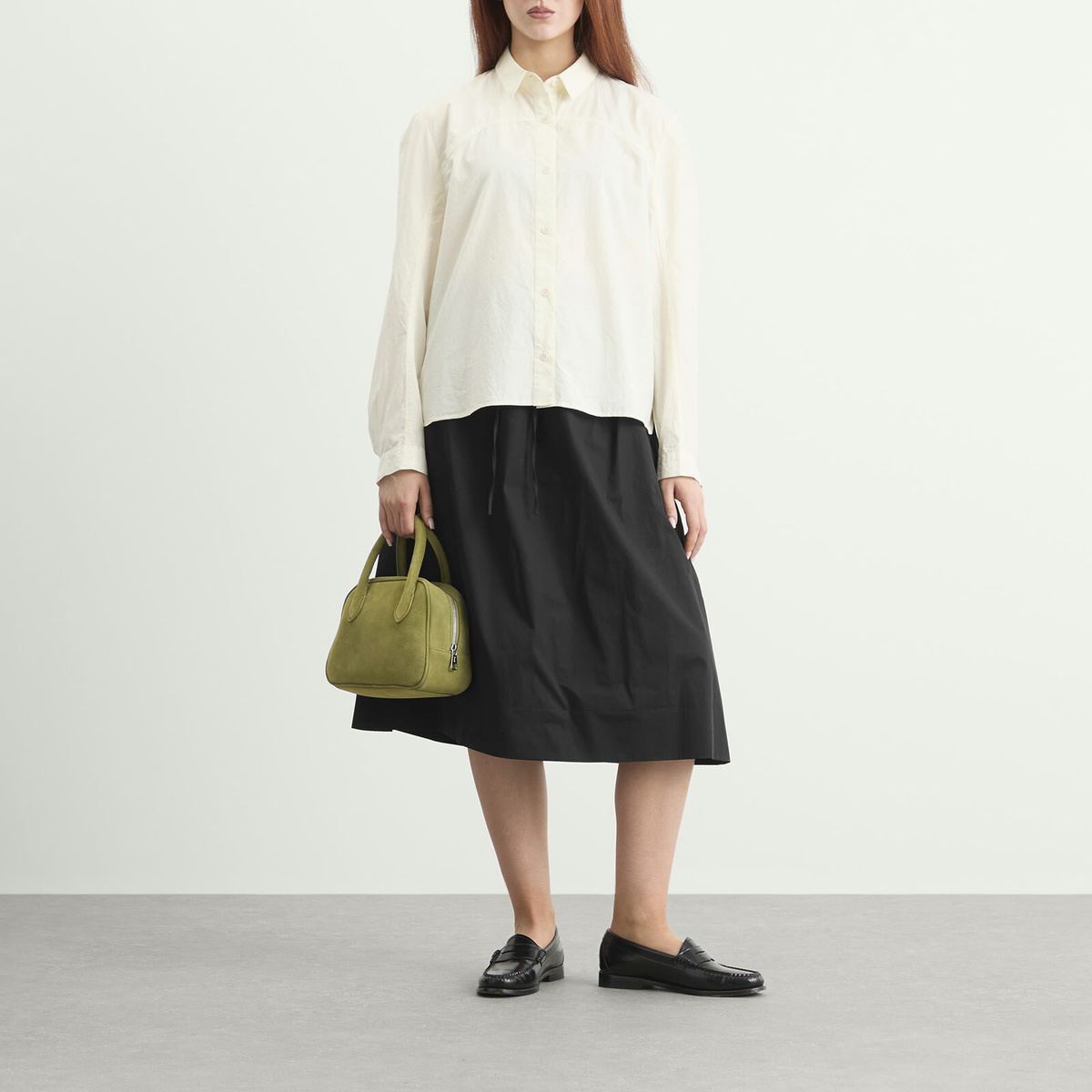 DUNST Women's Suede Boston Bag in Pistachio 
