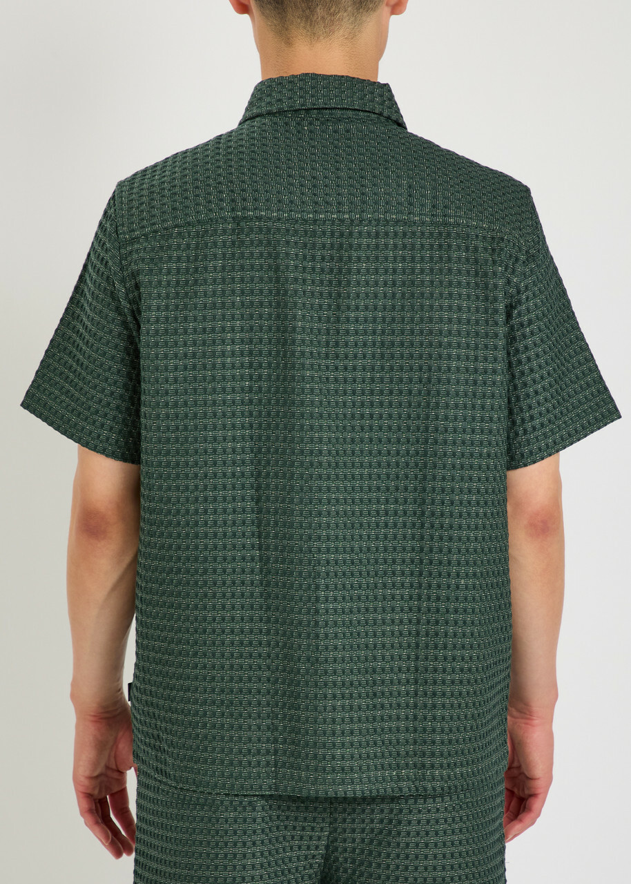 Les Deux Checked Seersucker Shirt Green