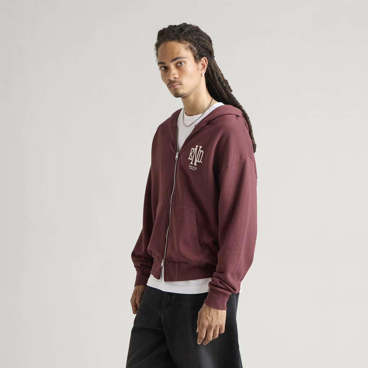 END. Mono Zip Hoodie in Oxblood