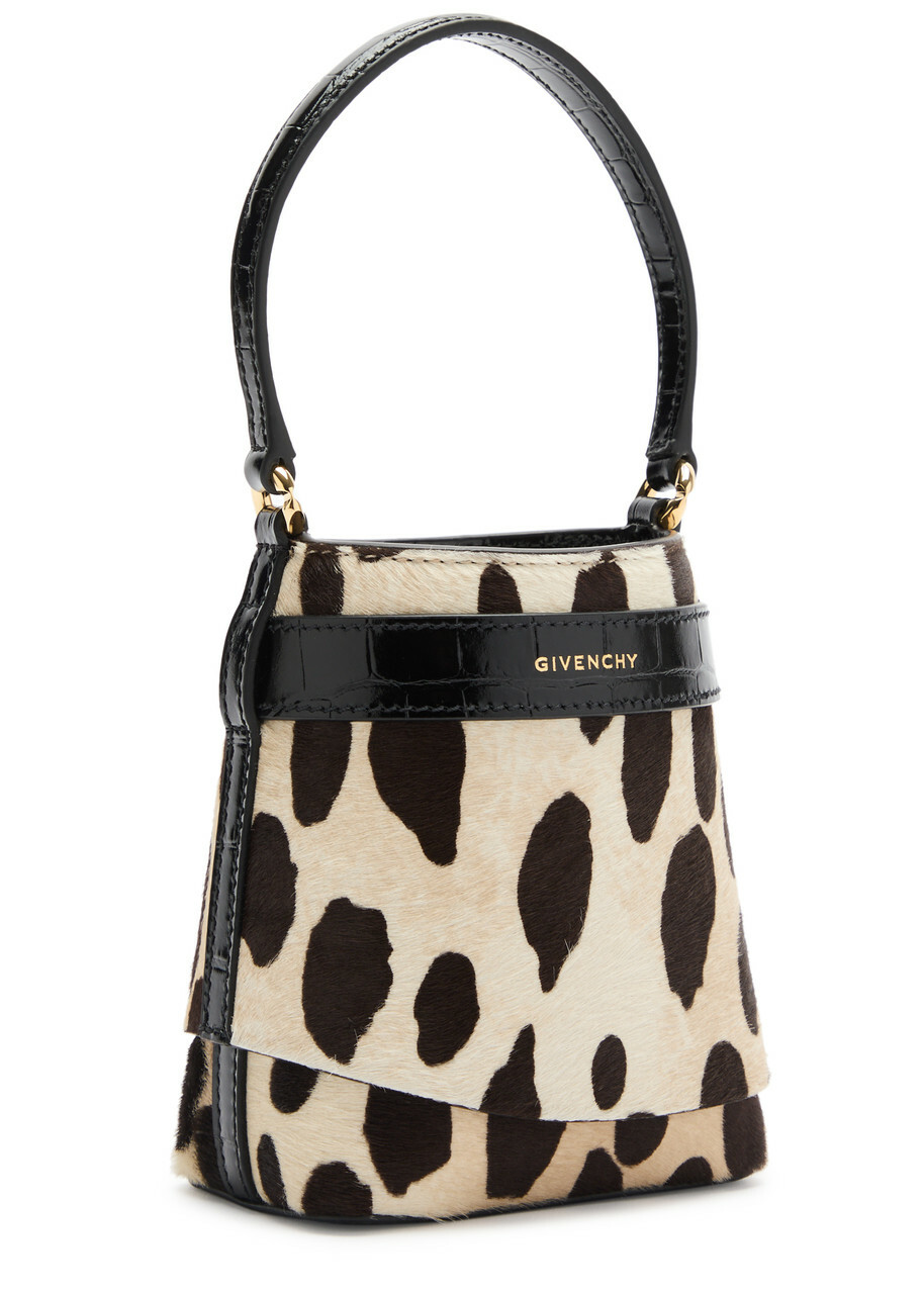 Givenchy Shark Lock Micro Leopard-print Calf Hair Bucket bag - One Size
