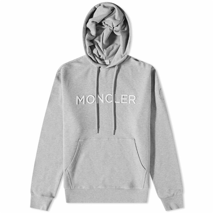 Photo: Moncler Men's Logo Drawstring Popover Hoody in Grey