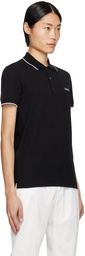 ZEGNA Black Embroidered Polo Shirt