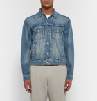 Balenciaga - Cropped Embroidered Distressed Denim Jacket - Men - Mid denim