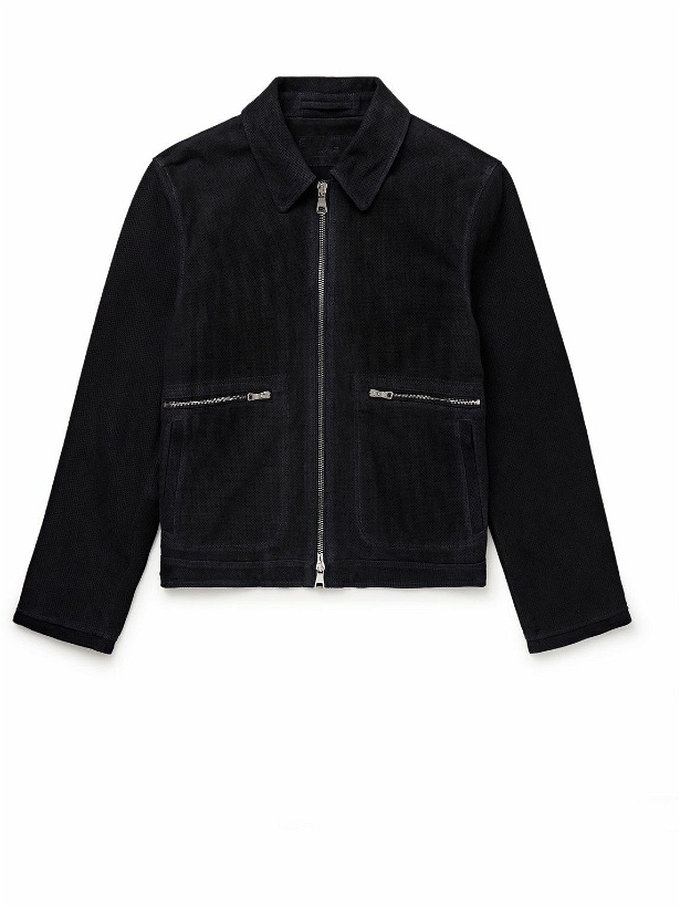 Photo: Mr P. - Perforated Suede Blouson Jacket - Blue
