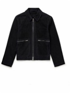 Mr P. - Perforated Suede Blouson Jacket - Blue