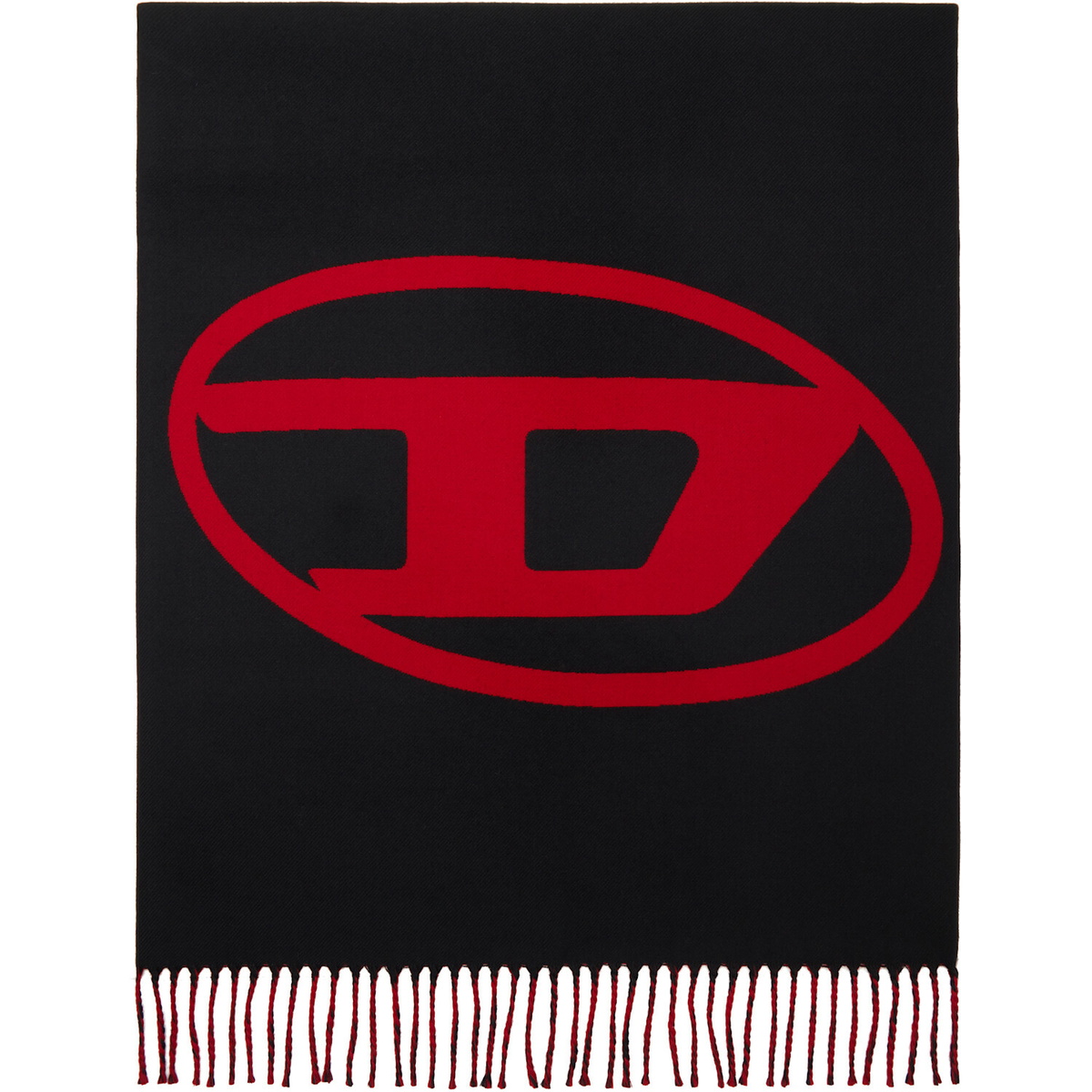 Diesel Black & Red Reversible Two Tone Wool Scarf