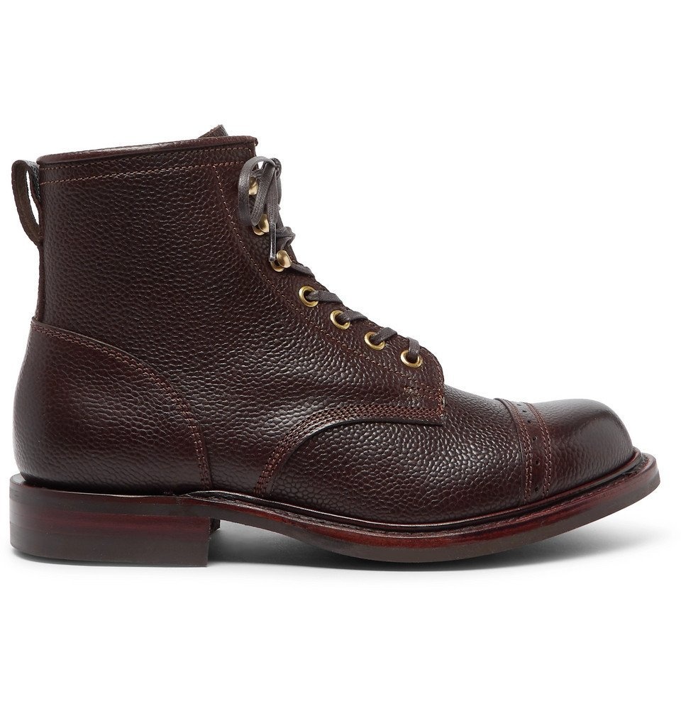 RRL - Bowery Pebble-Grain Leather Boots - Men - Brown RRL
