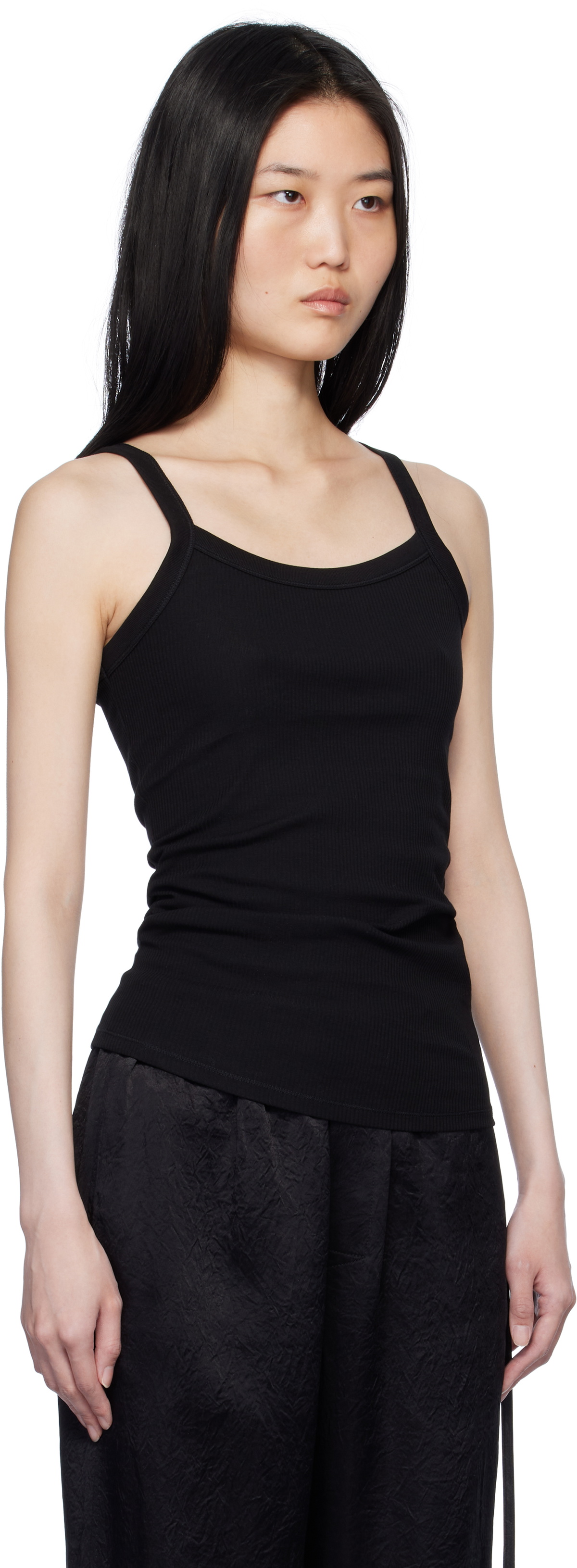 Filippa K Black Fine Rib Tank Top