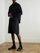 mfpen - Classic Straight-Leg Pleated Striped Wool Shorts - Black