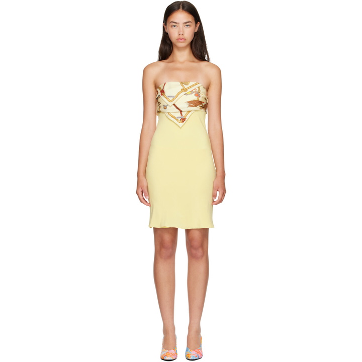 Photo: Versace Yellow Silk Crêpe Marocaine Strapless Minidress
