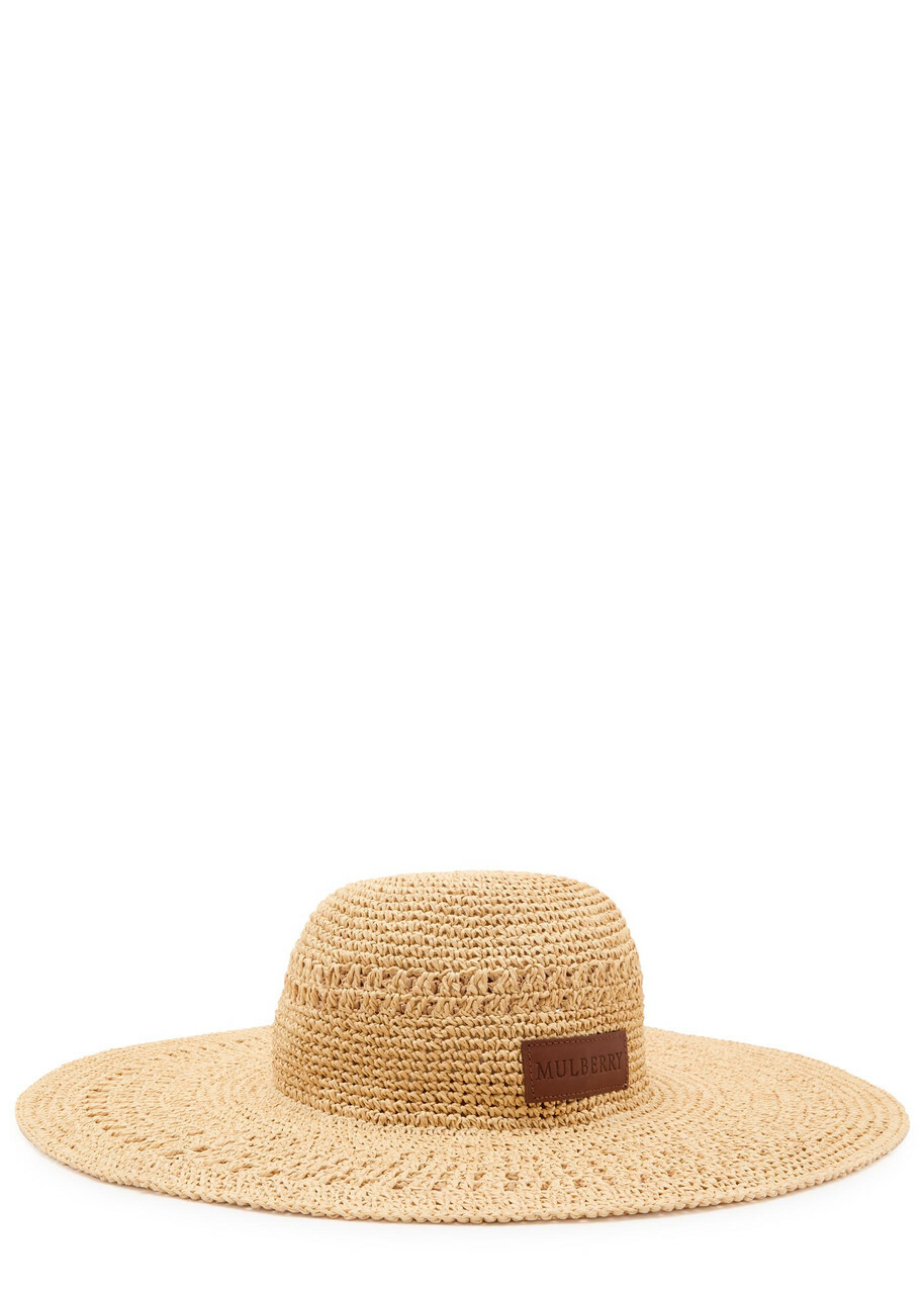 Mulberry Logo Crochet Straw hat Natural