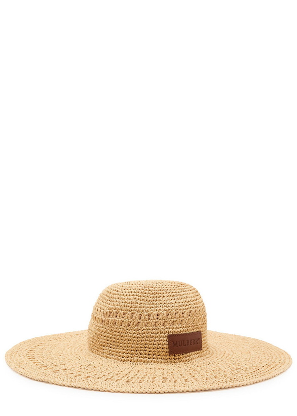 Photo: Mulberry Logo Crochet Straw hat Natural
