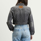 Marine Serre Women's Moon Laser Denim Crop Jacket in Dark Grey