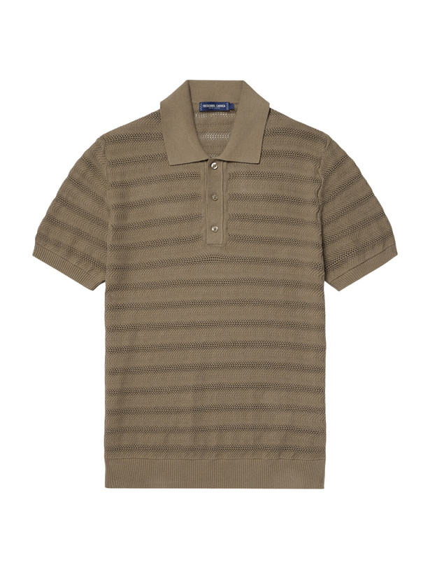 Photo: Frescobol Carioca - Vidal Open-Knit Cotton Polo Shirt - Green