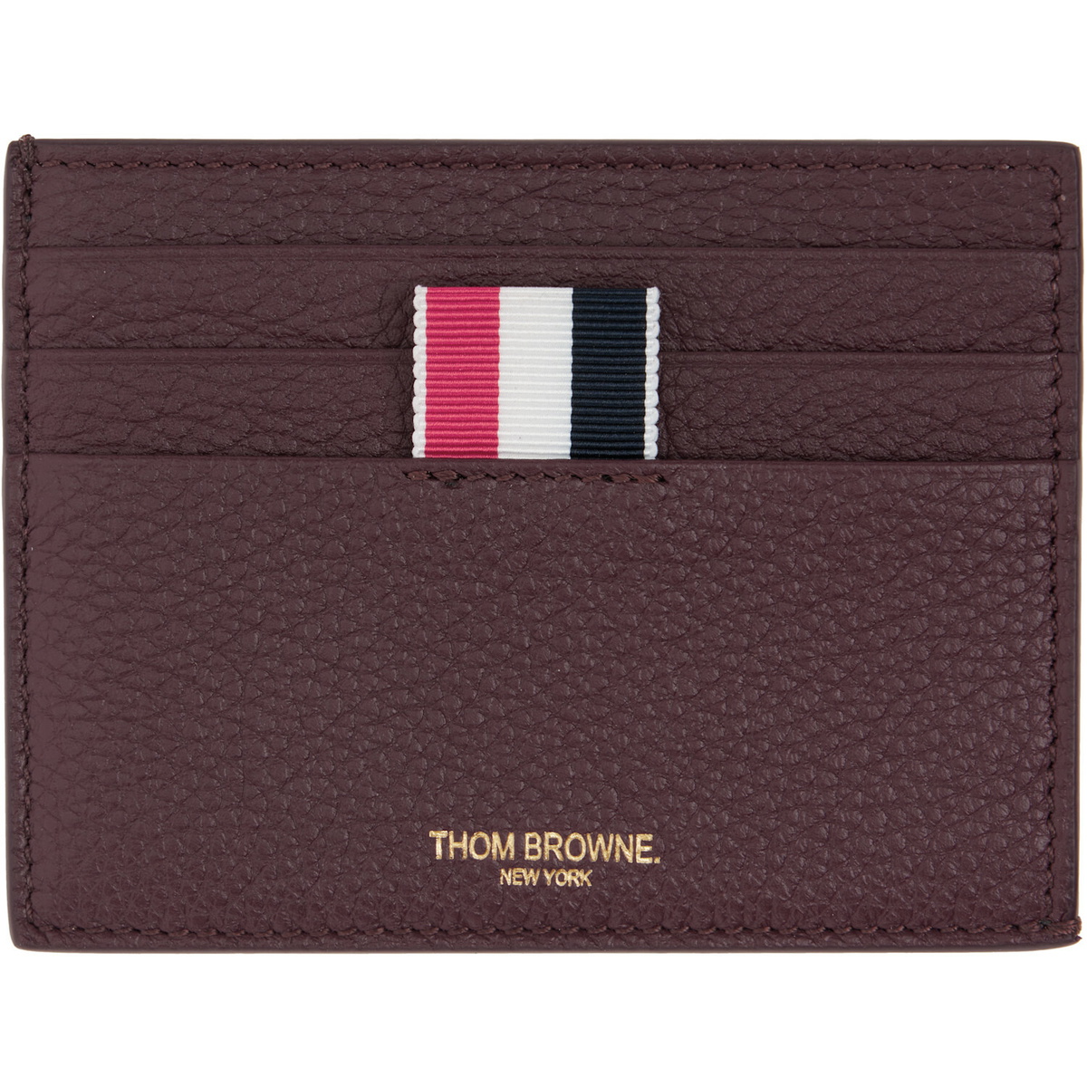 Thom Browne Burgundy Soft Pebble Grain Note Compartment Card Holder